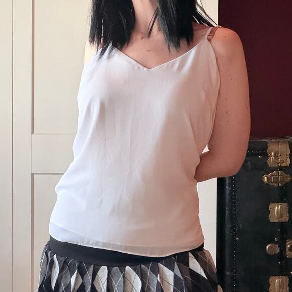 White House Black Market Tops - white double layer shell tank whbm